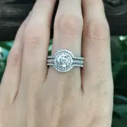 Round Cut 2.40 Ct White Diamond Engagement Jewelry Ring Set 925 Sterling Silver