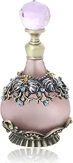 Dophee Purple Vintage Perfume Bottle, 25Ml Empty Refillable Glass Decorative Perfume Bottles Fancy Crystal Jeweled Essential Oil Vial Cosmetics Scent Bottles For Home Decor Ladies Girls Gifts
