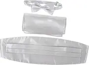 [LIFKOME] Black Tie Prime Men Bow Tie Pocket Square Cummerbund Set Pre-tied Bowties for Groom Wedding