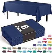 6-Pack Premium Plastic Tablecloth 54in. x 108in. Rectangle Plastic Table Cover - Navy