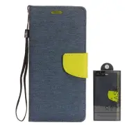 GSA Two-Tone Denim Wallet Case for Samsung Galaxy A11 - Blue/Green