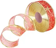 LIFKICH 1 Roll Star Pattern Christmas Ribbon for Present Wrapping Bouquets and Tree Decor Delicate Edged Xmas Decoration for DIY Christmas Present Boxes and Holiday Crafts