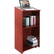 Podium Stand, 47 in Hostess Stand with 4 Rolling Wheels, Wood Podium with Storage Shelves, and Slant Desktop, Lecterns & Podiums for Church, Office, School, Home,