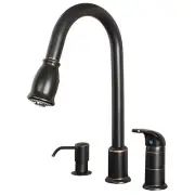 Single Handle Pull-Down Kitchen Faucet with Soap Dispenser Oil Rubbed Bronze
