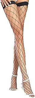 [Yummy Bee] Stockings for Suspenders Whale Wide Net Fishnet Black Large Diamond Wide Ladies Thigh High