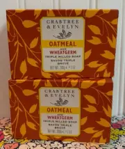 2 CRABTREE & EVELYN OATMEAL & WHEATGERM EXFOLIATING BAR BATH SOAP 7 OZ