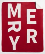 NEW Pottery Barn Merry Jacquard Sherpa Back Throw Blanket, Red/White, 50”Wx60”L