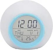 Multi-functional LED Table Alarm Clock 7 Colors Changing Digital Wake up Clock Touching Control Child Bedside Night Light with Time & Temperature Display Blue