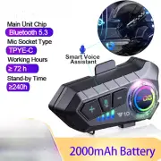 Bluetooth 5.3 Helmet Headset RGB Colorful Light Wireless Motorcycle Waterproof