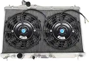 2 Row Aluminum Radiator + Fans Compatible With Civic 2012-2015 Acura ILX 2013-2015 AT MT