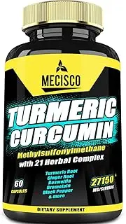 23in1 Turmeric Supplement (std. to 95% Curcuminoids) added Ginger Root, Boswellia, Methylsulfonylmethane (MSM) & Advanced Immune Blend - Support Joint Health, Immune System & Digestion - 60 Capsules