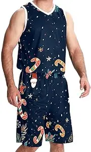 [KQNZT] Basketball Jersey for Men, Jerseys for Men, Men's Lightweight Rec Tanks, Christmas Elk Santa Claus Cartoon