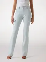 GUESS Women's Blue Mid Rise Slim Fit Cargo Mini Boot Pants Size: 24, Spandex