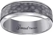 [JewelryWeb] Titanium Mens Brushed Hammered Comfort-Fit Wedding Band 8mm12-Wedding-Band for Men