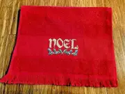 COMPLETED CROSS STITCH CHRISTMAS FINGERTIP TOWEL "NOEL" RED HAND SEWN BY S