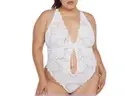 Savage X Fenty Floral Glow Lace Bodysuit with Keyhole New in White Size 3X