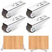 0.9Inch Low Profile Casters Wheels Set of 4, Mini Long Frame Rigid Caster, Sm...