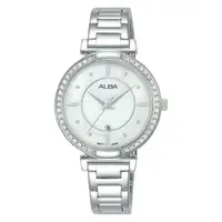 在飛比找momo購物網優惠-【ALBA】雅柏FASHION 女士經典不鏽鋼錶款-晶鑽銀色