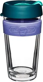 KeepCup Longplay - Reusable Coffee Cup, Double Wall Glass with Removable Sleeve and splashproof Sipper lid - 16oz/454ml - Haze