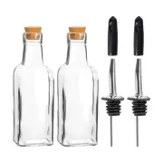 2x Olive Oil Pourer Bottles with Cork Lids Vinegar Drizzler Dispenser 170ml