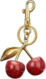 [Generic] Luxurious 18K Gold Plated Cherry Bag Charm, Cherry Keychain Accessory Purse Charm, Red