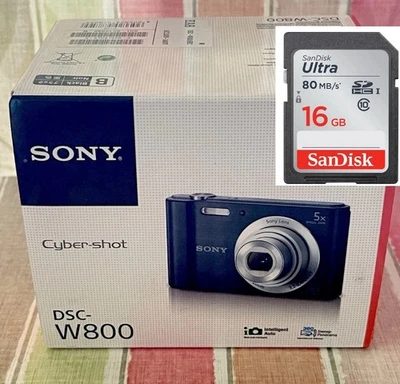 Sony Cyber-shot DSC-W800 20.1MP Digital Camera 5xOpti- Zoom 720P HD+16GB SD Card