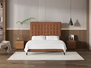 My Style Buttoned Headboard & Drawer Base - Queen / Gingerbread / Slimline Base