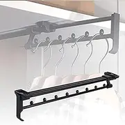Pull Out Closet Rods, Cabinet Overhead Rail Extending Organiser Garment, Retractable Pants Rack for Hanging Clothes Wardrobe Lift Rail Organizer Storage System,Black,35mm KeYJ