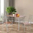 NNECW 5 Pieces Dining Table Set with Rectangular Tabletop &amp 4 High Backrest C