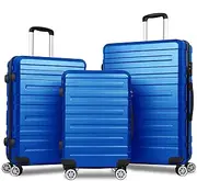 [ALFORDSON] 3PCs Hardside Luggage Set 20" 24" and 28" Blue Color Hero Series, Hardshell Suitcases Setting with TSA Lock & Wheel Spinners, Carry-on & Checked Baggages Tri-Pack