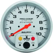 Auto Meter Gauge Ultra-Lite Tachometer 5 in. 0-10K RPM In-Dash W/Peak RPM Memory Analog Each AMT-4494