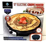 ELECTRIC CREPE MAKER AND GRIDDLE 12' Deluxe W/ RECIPE BOOK Eternal PANCAKE BACON