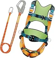 Safety Harness for Construction | Fall Protection Roofing Harness Lanyard - Shock Absorbing Lanyard, Comfortable Waist Pad Support Belt, Outdoor Gear for Climbing, Hiking, Roofing Work