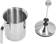 Milk Frothing Pitcher, 800ML Manual Milk Frother Double Layer Stainless Steel Hand Pump Milk Foamer for Kitchen