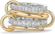 [VCCKNB JEWELRY] Gold Silver Stackable Rings for Women Multi Link Connected Rings Chunky Interlocking Eternity Statement Ring cz Connected Band Thumb Non Tarnish Ring