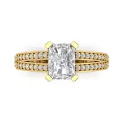 2.6ct Emerald Round cut Engagement Statement Promise Ring 14k Yellow Solid Gold