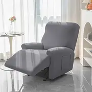 Water Repellent Burgundy Recliner Covers Including Armrest Cover, Backrest Cover Sofa Seat Cover Stretch Spandex Recliner Slipcover with Side Pockets