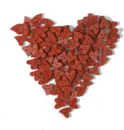 100 PCS Brown Wooden Buttons for Sewing Wood Crafts Button with 2 Holes Heart Sh