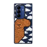 Galaxy Z Fold7 Impact Magnetic Case Transparent Capybara Clouds "Take It Easy"