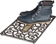 Relaxdays Rustic Door Mat Rectangle, 2 x 52 x 32.5 cm, Cast Iron Doormat in Art Nouveau Style Floor Mat Robust Powder-Coated Metal Welcome Mat, Anti-Slip, Bronze