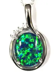 Mother's day Natural Black Triplet Opal Pendant Solid Sterling Silver Free Box