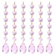 6pcs Pendants Teardrop Pink 160mm Crystal with 6 Octagon Beads Decoration