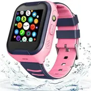 Kids GPS Smart Watch 4G, Waterproof Smartwatch for Phone with GPS Tracker, Touch Screen Video Call Real-time Tracking Camera, SOS Alarm Pedometer Color Pink