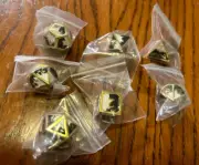 Metal Polyhedral Dice Set for DND RPG MTG Role Playing Game, Black White Enamel