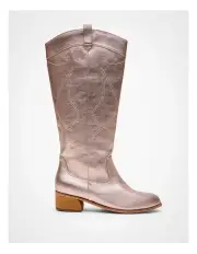 [Taking Shape] Knee High Western Boot Champagne