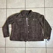 CHAPS Snake Skin Print Denim Stretch Cotton Women’s Jacket Size 2XL