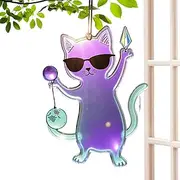 Cat Sun Catcher for Window,Kitten Pendant - Acrylic Colorful Wall Art Pendant Decoration for Kitchen Garden Window Panels Cat Lover
