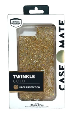 Case-Mate Twinkle Gold Phone Case for iPhone 8 Plus, 7 Plus, 6s Plus, 6+