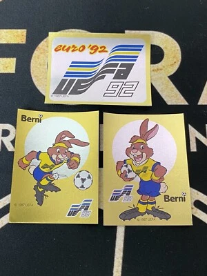 1992 Panini Euro 92 Sweden UEFA Berni Shiny #1 #2 #3 MINT Condition Stickers X 3