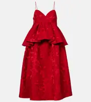 [La DoubleJ] La DoubleJ Satine matelassé jacquard midi dress UK 14 red